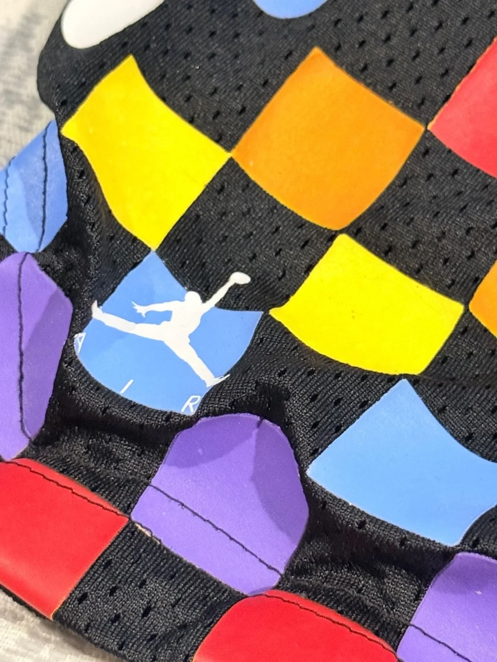 Nike Air Jordan Legacy AJ3 AOP Rainbow Checkered Polka Dot Mesh Shorts Large